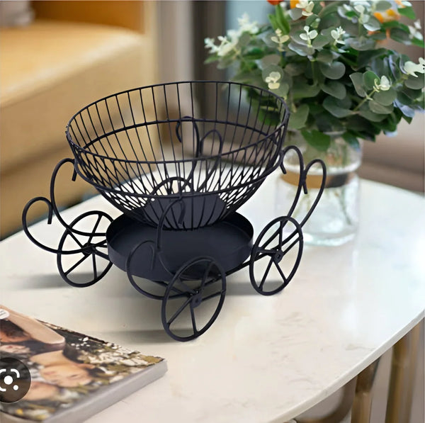 2 Tier Decorative Fruit Basket, Metal Snacks & Fruit Basket