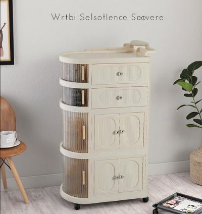 4 Layer Living Room Bedroom Baby Cupboard Plastic Wardrobe Kitchen Folding Cupboard Organizer with Wheels