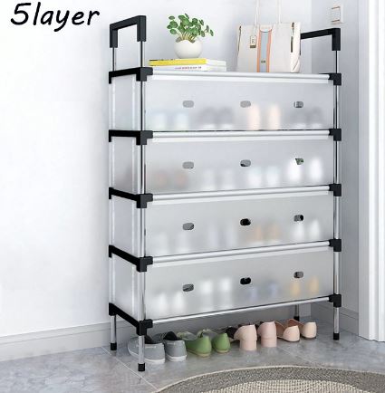 5/6/7 Layer Shoe Rack Stainless Steel Stackable Shoe Rack Organizer with Cover