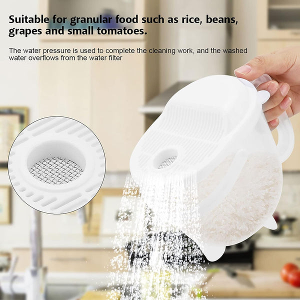 Rice Washer, Manual Plastic Rice Cleaner Washing Bowl With Handle