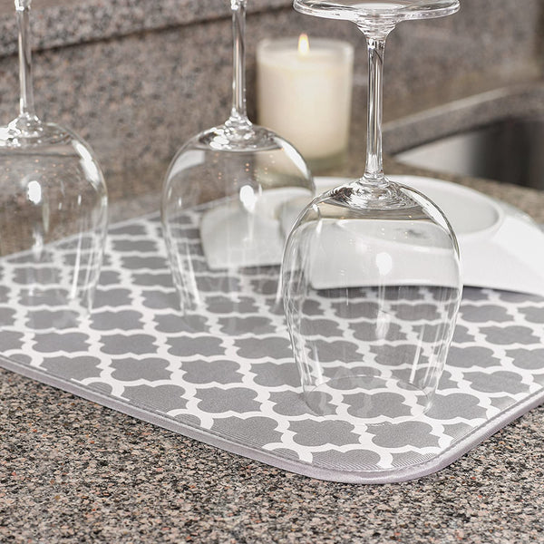 Dish Drying Mat Absorbent, Reversible Microfiber for Kitchen, 16 Inch x 18 Inch