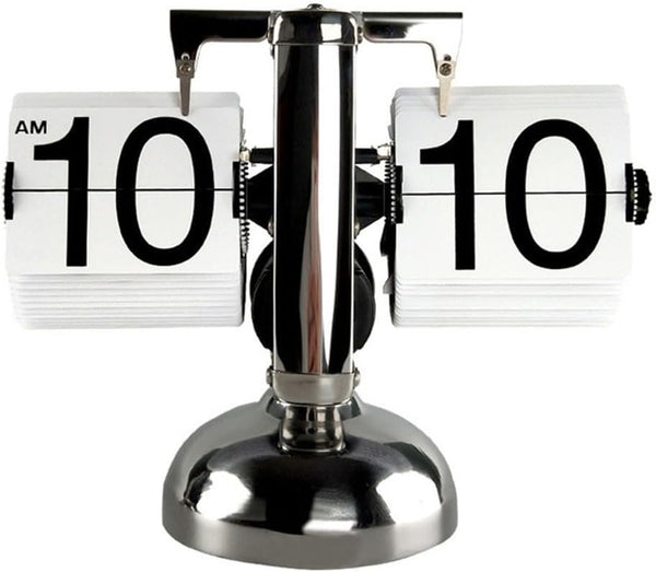 Vintage Flip Page Clock, Automatic Paging Clock, Flip Desk Rotate Quartz Time Clocks, Digital Flip Clock for Home Office Decor