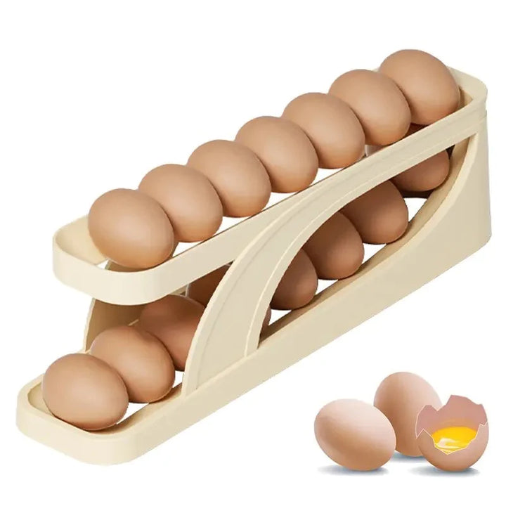 Egg Double Rack Automatic Scrolling Egg Rack, Double Layer Egg Dispenser, Counter Top ...