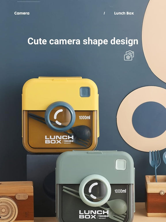 Camera Lunch Box With Spoon Fork, Portable Children Kids Student Bento ...