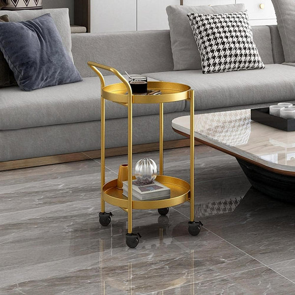 Coffee Table Removable Tea Table Cart, Simple Bedside Storage Table Gold