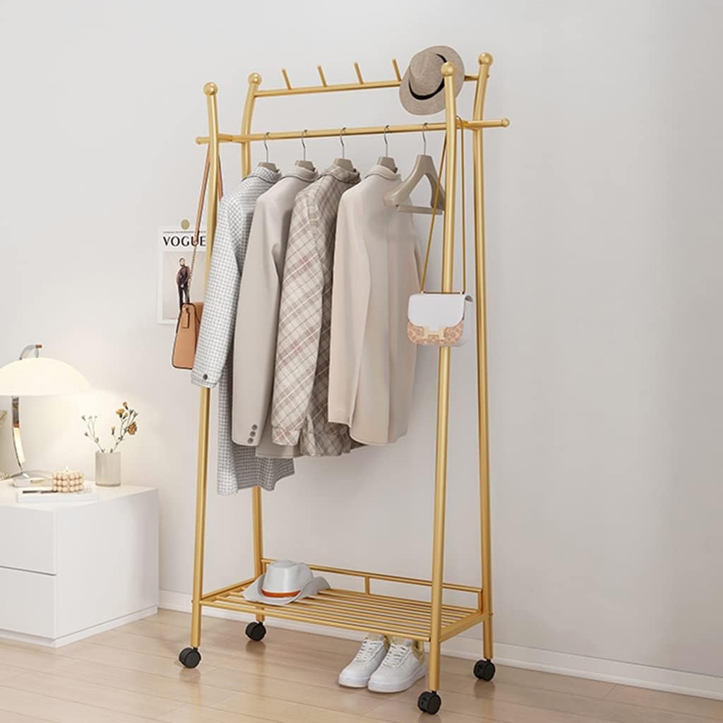 Double Rod Clothing Garment Rack, Hanging Clothes Rack With Bottom She ...