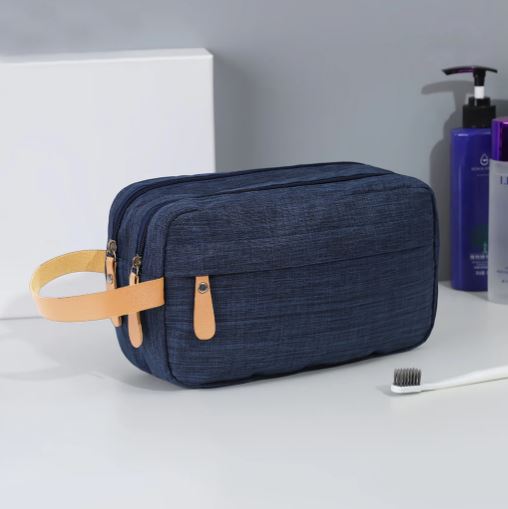 Men's Canvas Double Zipper Travel Toiletry Bag