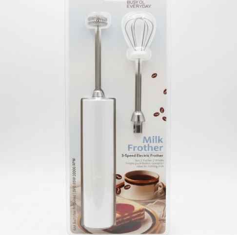 3-Speed Electric Milk Frother & Drink Mixer with 2 Interchangeable Whisks