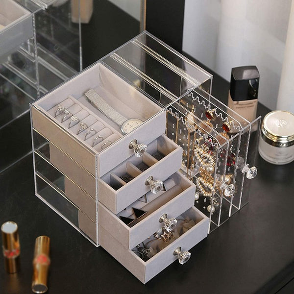 Jewellery Organizer 4 Trays for Women and Girls Earring Ring Necklace Bracelet & Watch Organizer