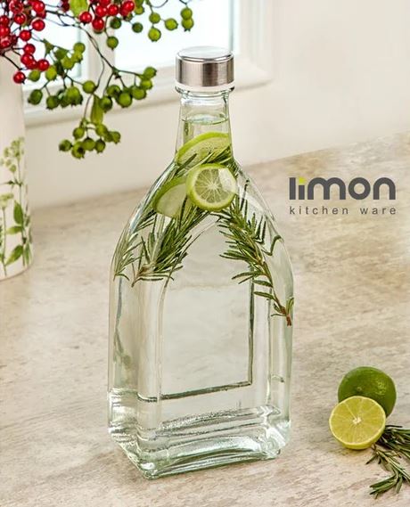 Limon Glass Water Bottle with Steel Lid 1.1 L (Rectangle) – Gifto.pk