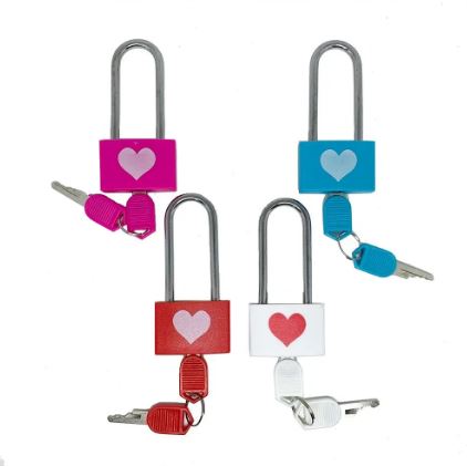 1Pc Suitcase Locker Travel Anti-Theft Padlock, Long Handle Love Lock