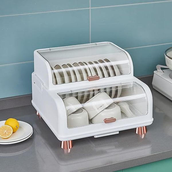 Multi-Function Dish Rack, Drain Dish Rack With Cover, Dish Drainer Utensil Organizer For Kitchen