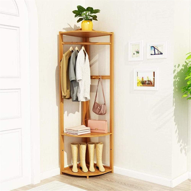 Bamboo Coat Rack Free Standing-Multi-Functional Corner Garment Rack Cl ...