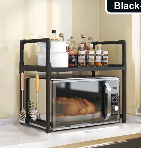 Multi-Purpose Space-Saving 2-Tier Kitchen Oven Rack Organizer with Hoo ...