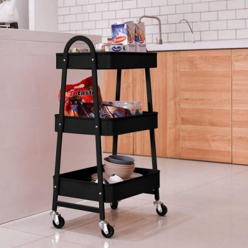 Multi-Purpose Utility Rolling Mobile Cart Trolley Organizer With 3 Tie ...