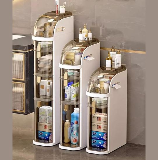 MultiTier Storage Tower, Plastic Bathroom Storage Cabinet with Drawers and Handle for Small Kitchen Laundry