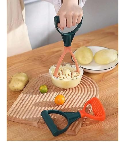 Potato Masher Plastic Manual Food Vegetable Complementary Kitchen Tools, Multicolor