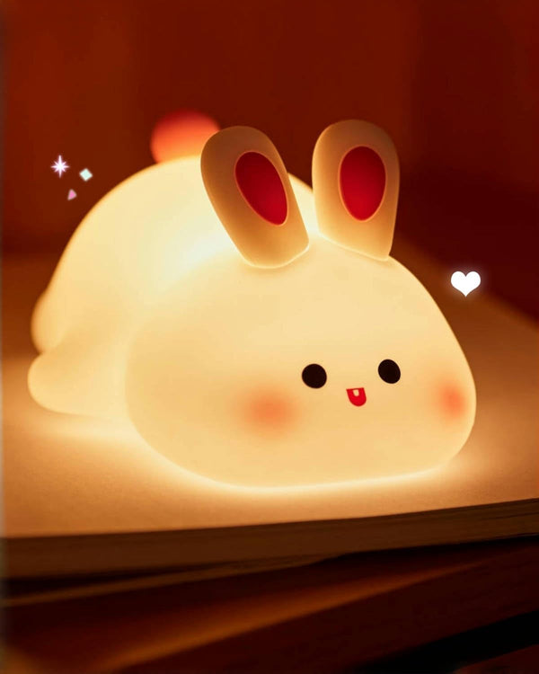 Big Face Rabbit Night Light, Rechargeable Dimmable Animal Night Light, Baby Night Light for Nursery, Bedroom, Living Room