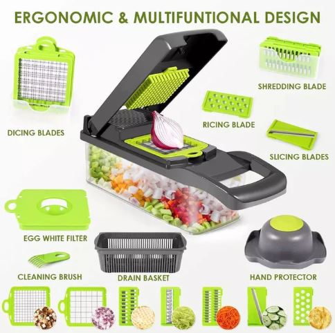 Multifunctional 14-in-1 Vegetable Chopper and Slicer Set – Gifto.pk