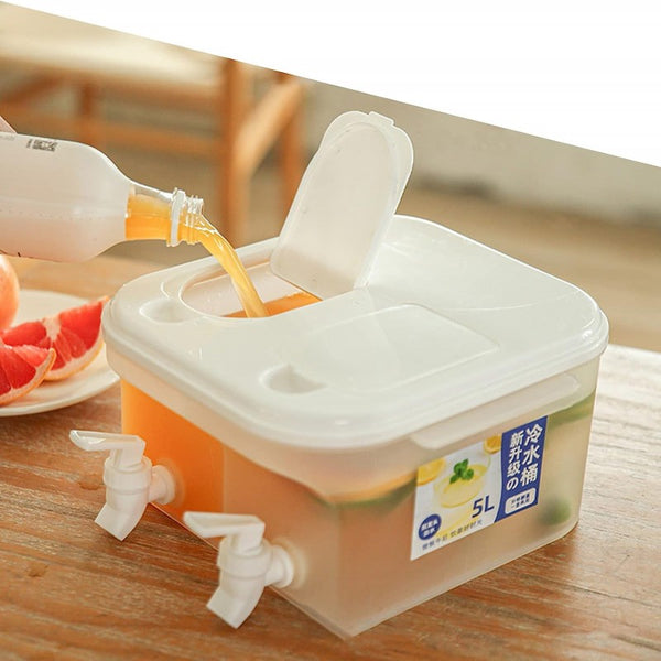 Portable Desktop Juice Milk Water Beverage Dispenser With Double Tap - 5Ltrs