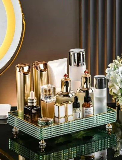 Luxurious Vanity Tray with Skincare Organizers, Perfume And Cosmetic Organization Rack, Dressing Table Storage Holder