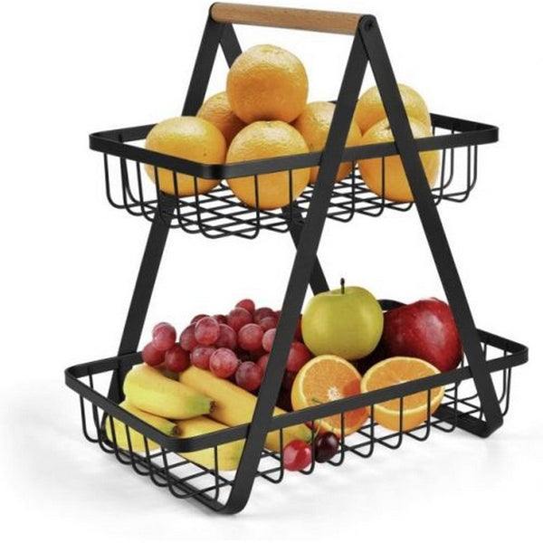 2 Tier Countertop Fruit Basket Vegetable Organizer Basket For Kitchen Cournertop