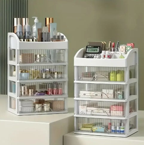 1pc Vanity Makeup Organizer, Spacious Countertop Design With Drawers