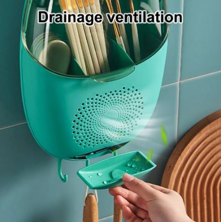 Chopsticks Drainer Wall-Mounted Strong Seamless Plastic Spoon Fork Chopstick Tableware Organizer Kitchen Gadget