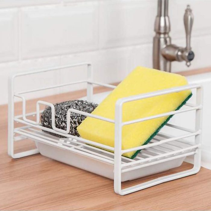 Sponge Drain Storage Rack - Sink Caddy with Removable Tray - Kitchen S ...